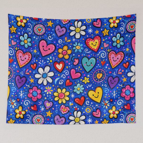 Item preview, Whimsical Heart & Flower Pattern - Bright Happy Doodle Design designed and sold by Ioanna-Studio.