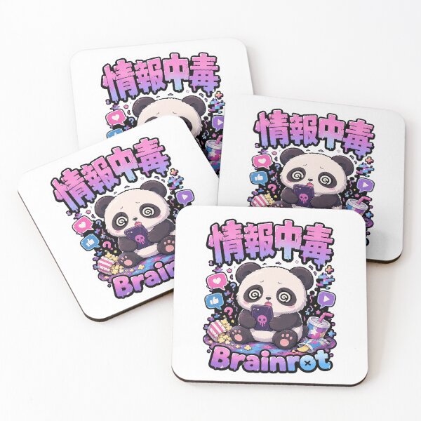 Item preview, Brainrot Japanese Kanji Pop Art (情報中毒) - Information Addiction Panda Design designed and sold by Japan-kanji-ya.