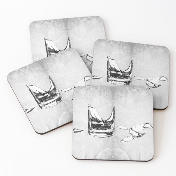 Item preview, Broken Drinking Glass Shattered Dark Still Life Aftermath Art designed and sold by Ghoul Enterprises.