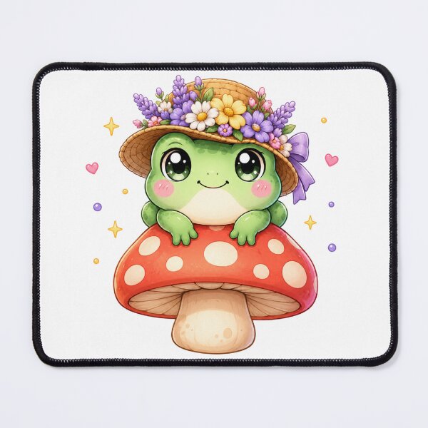 Item preview, Frog on Mushroom Floral Hat | Kawaii Cottagecore Spring Art designed and sold by Dulxoz.