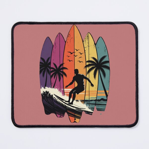 Item preview, Retro Sunset Surfer & Surfboards Vintage Art designed and sold by InkWeaveShop.