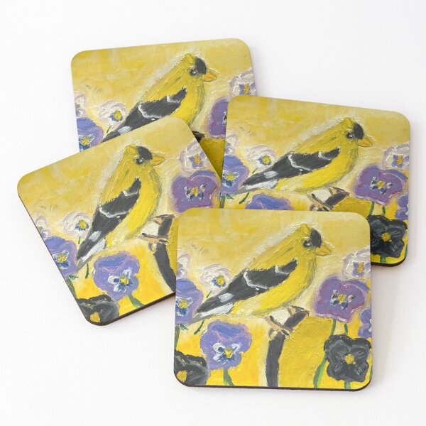 Item preview, American Goldfinch with flowers designed and sold by woodland-towers.