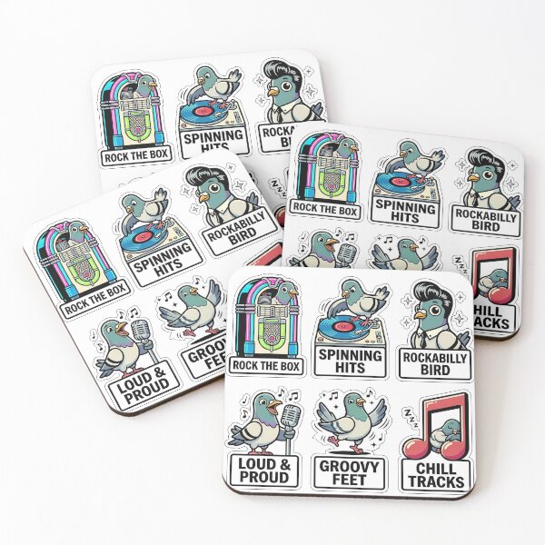 Item preview, Retro Pigeon Music Sticker Pack - Vintage Vinyl & Jukebox Puns designed and sold by SimpleP.
