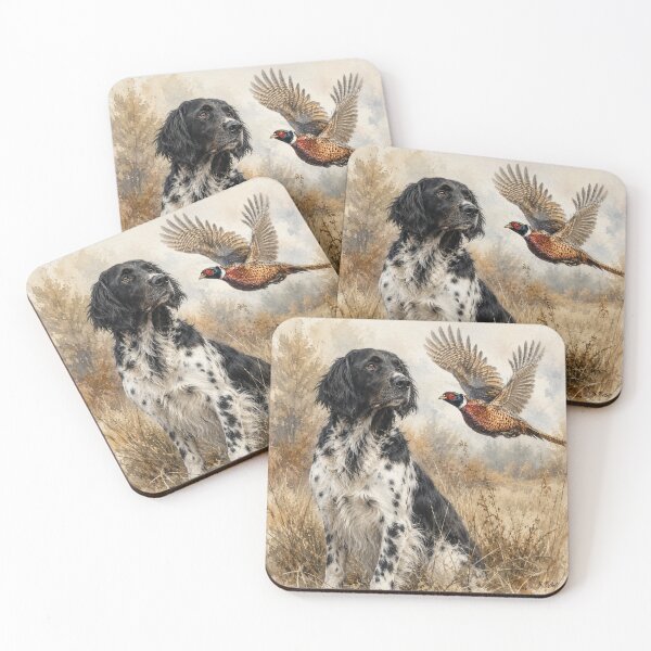 Item preview, Large Münsterländer with Ring-necked Pheasant designed and sold by TammyHunterArt.
