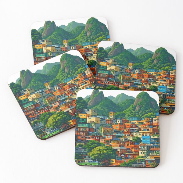 Item preview, Colorful Favela Landscape City Illustration designed and sold by AMOZUnique.