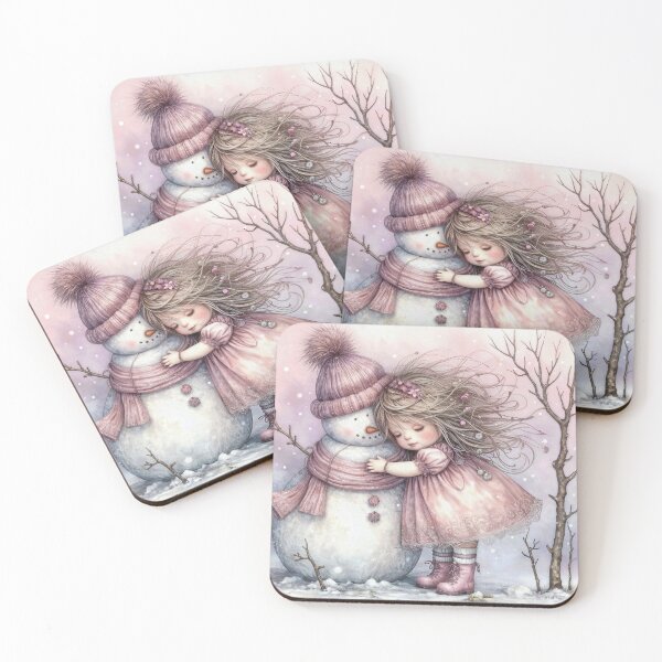 Item preview, Little Girl Hugging a Snowman designed and sold by Maria Dryfhout.