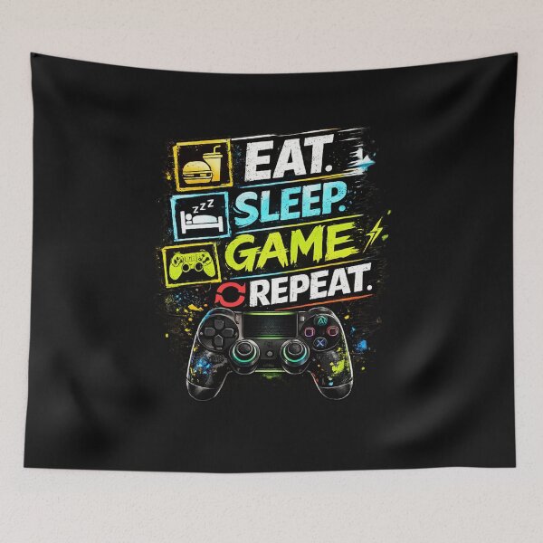 Item preview, Eat Sleep Game Repeat Controller Sticker | Gamer Slogan Gaming Controller Design designed and sold by Nusha Creations.