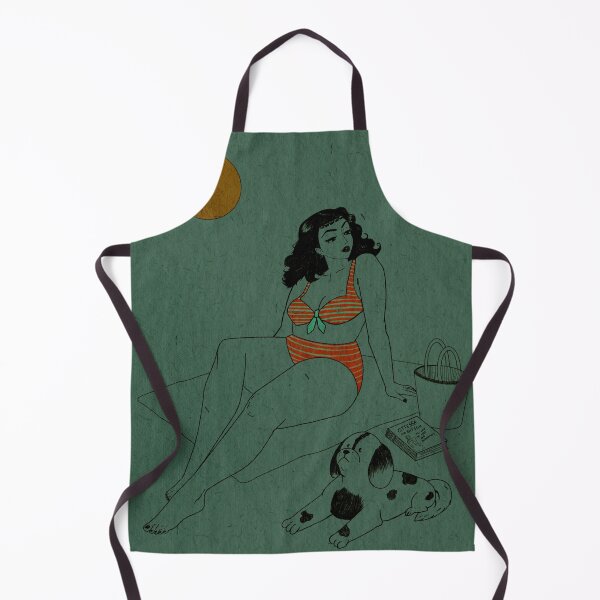 Item preview, Pin Up Girl Beach Scene with Dog designed and sold by ellealsopaints.