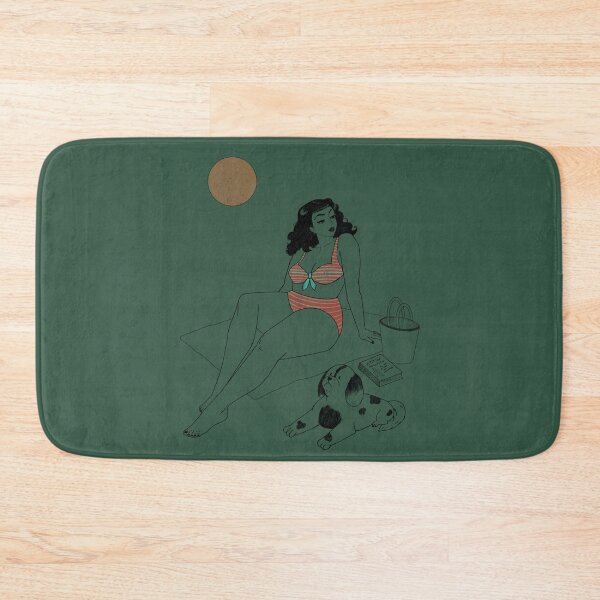 Item preview, Pin Up Girl Beach Scene with Dog designed and sold by ellealsopaints.