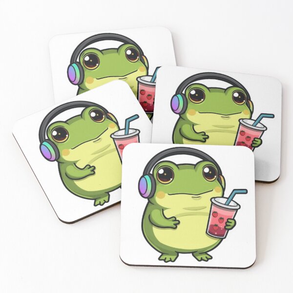 Item preview, Cute Boba Gamer Frog Kawaii Sticker | Bubble Tea Frog with RGB Headphones designed and sold by Stylestickers55.