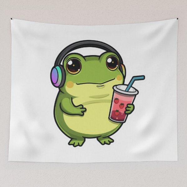 Item preview, Cute Boba Gamer Frog Kawaii Sticker | Bubble Tea Frog with RGB Headphones designed and sold by Stylestickers55.