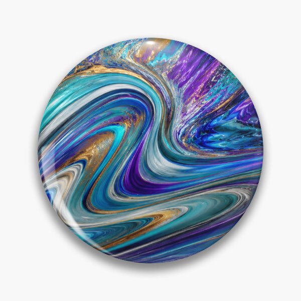 Item preview, Prismatic Flow | Modern Abstract Fluid Art in Teal, Blue & Gold designed and sold by Kimberly Palmer.