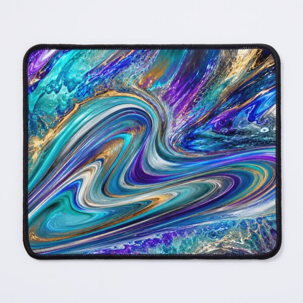 Item preview, Prismatic Flow | Modern Abstract Fluid Art in Teal, Blue & Gold designed and sold by Kimberly Palmer.