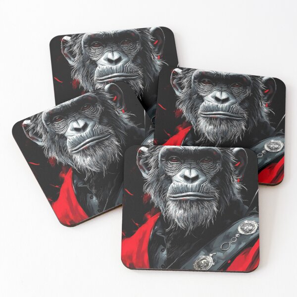 Item preview, Chimpanzee Crimson Warrior Wild Animal Noble Gothic Guardian designed and sold by earlobejerk.