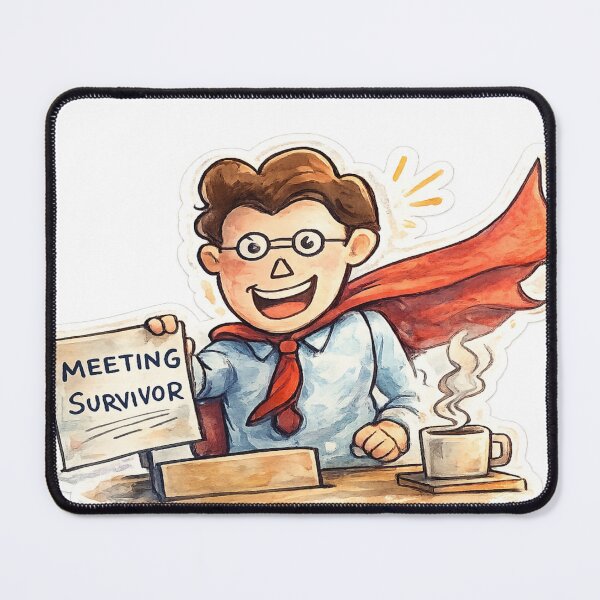 Item preview, Meeting Survivor – Office Hero Sticker designed and sold by Genzfirevibes.