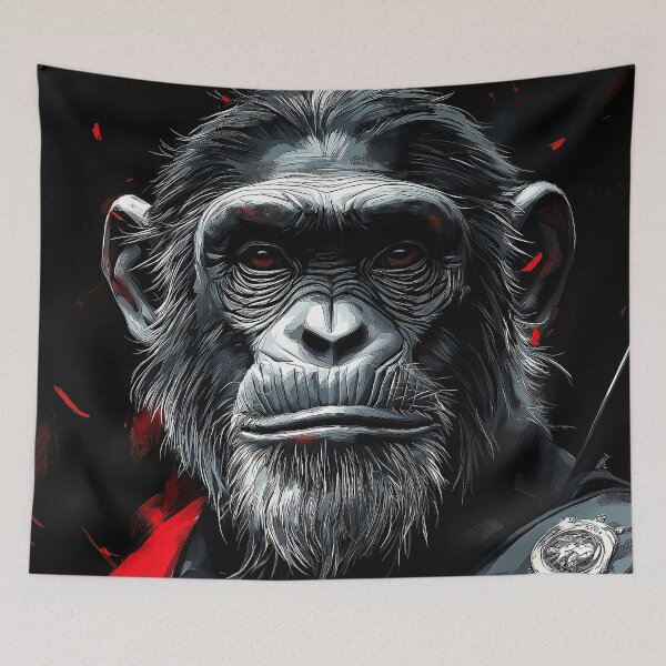 Item preview, Chimpanzee Crimson Warrior Wild Animal Noble Gothic Guardian designed and sold by earlobejerk.