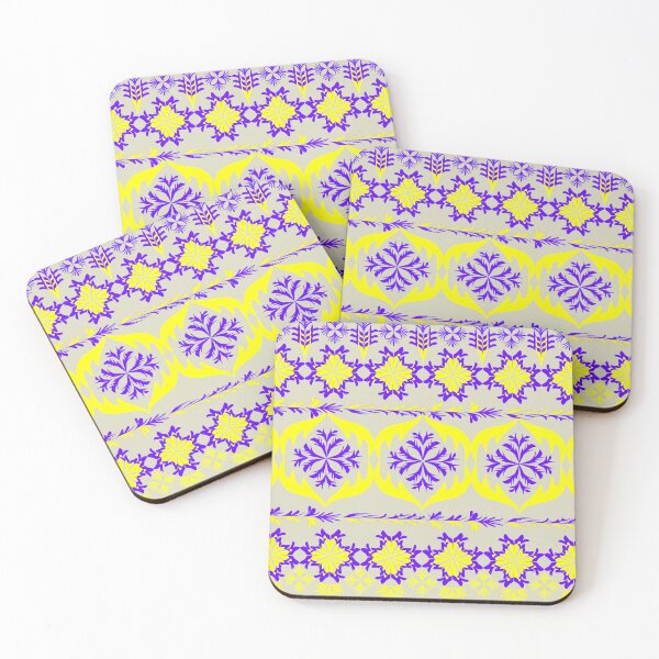 Item preview, Ethnic Folk Art Geometric Border Motif in Purple and Yellow, Seamless Ornamental Ribbon Pattern designed and sold by Ei-Ei.