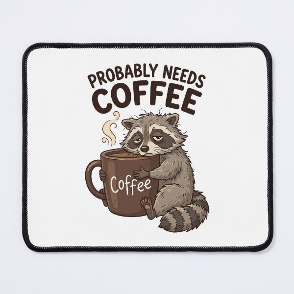 Item preview, Probably Needs Coffee Funny Raccoon – Cute Coffee Lover Animal Design designed and sold by PlumArtDesign.