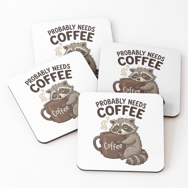 Item preview, Probably Needs Coffee Funny Raccoon – Cute Coffee Lover Animal Design designed and sold by PlumArtDesign.