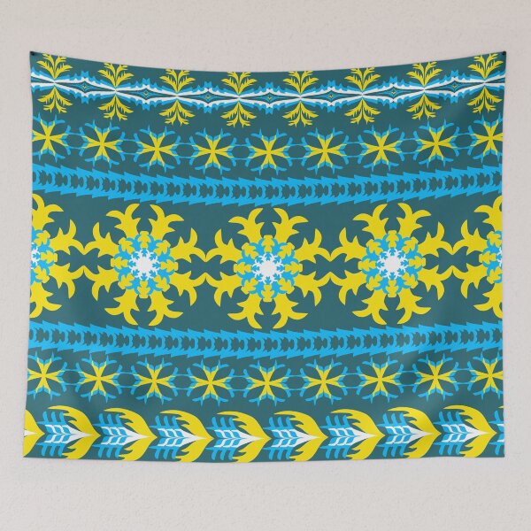 Item preview, Modern Thai Luxury Seamless Pattern with Teal and Golden Yellow Ornamental Motifs designed and sold by Ei-Ei.