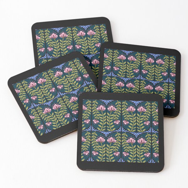 Item preview, Pink Flowers on Dark Blue designed and sold by Katno66.