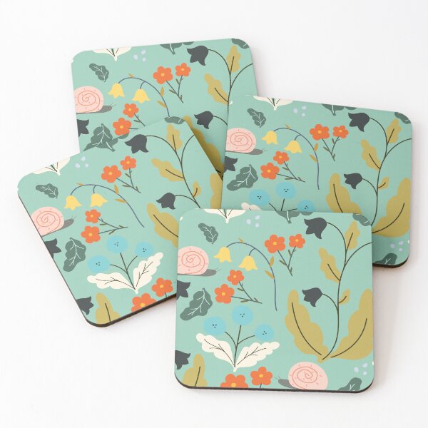 Item preview, Cottagecore Cute Snails and Wildflowers Pattern designed and sold by THE RILONA.