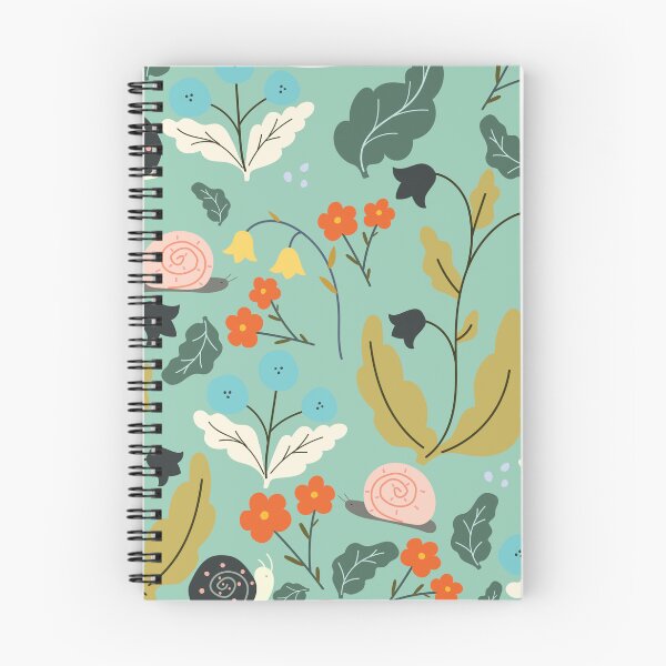 Item preview, Cottagecore Cute Snails and Wildflowers Pattern designed and sold by THE RILONA.