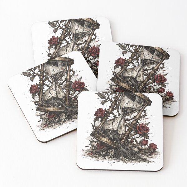 Item preview, Broken Hourglass Roses Dark Gothic Time Tattoo Style Design designed and sold by irfanshikh.