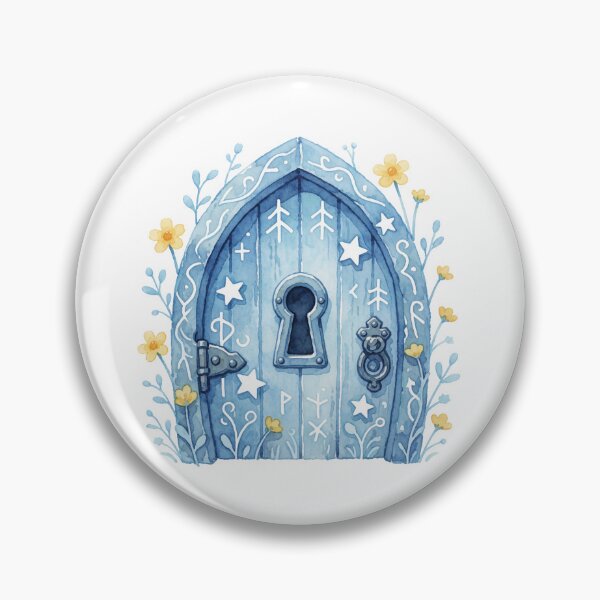 Item preview, Blue Fairy Door with Keyhole Fantasy Cottagecore designed and sold by AillustriaAK.