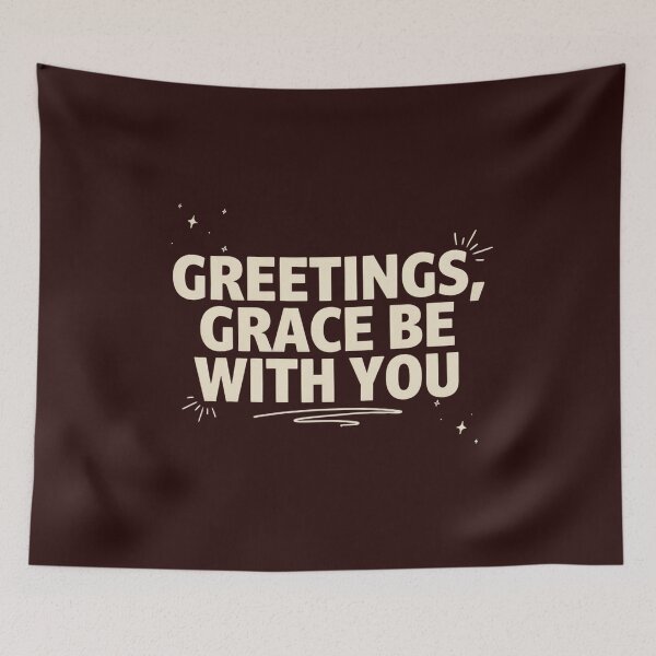 Item preview, Greetings Grace Be With You Retro Christian Wavy Aesthetic designed and sold by Malaryk.