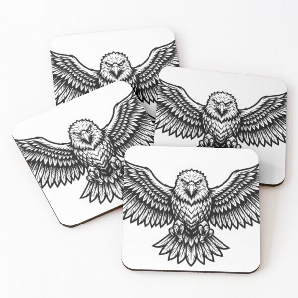 Item preview, Majestic Bald Eagle Wings Spread | Black & White Wildlife Illustration | Patriotic Bird Sticker designed and sold by Flipnship.