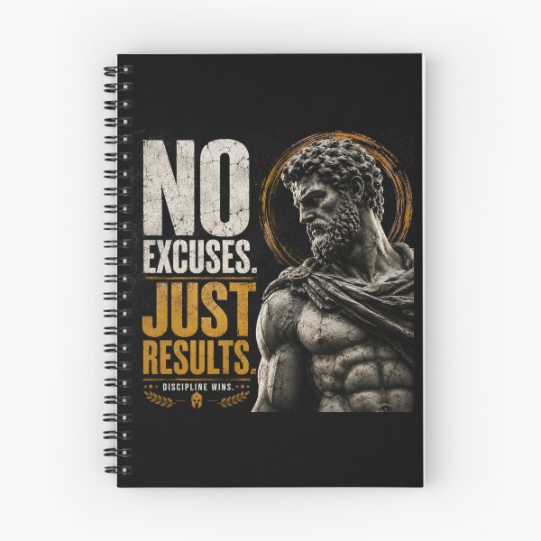 Item preview, NO EXCUSES. JUST RESULTS. | MODERN STOIC MOTIVATION T-SHIRT designed and sold by LowBatteryStudio ⭐.