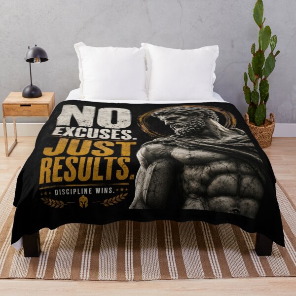 Item preview, NO EXCUSES. JUST RESULTS. | MODERN STOIC MOTIVATION T-SHIRT designed and sold by LowBatteryStudio ⭐.