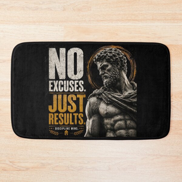 Item preview, NO EXCUSES. JUST RESULTS. | MODERN STOIC MOTIVATION T-SHIRT designed and sold by LowBatteryStudio ⭐.