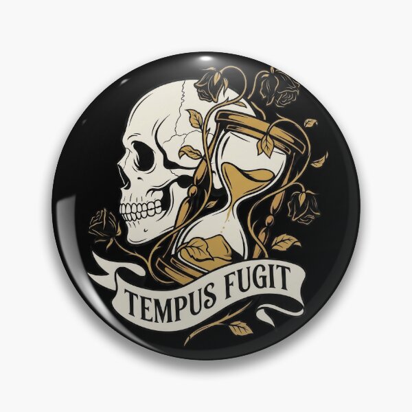 Item preview, Tempus Fugit Gold Skull Hourglass and Flowers designed and sold by nuel-art.