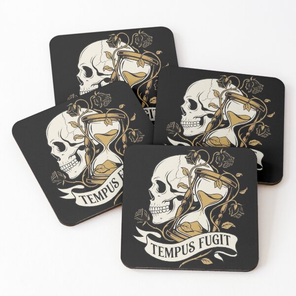 Item preview, Tempus Fugit Gold Skull Hourglass and Flowers designed and sold by nuel-art.