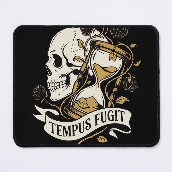 Item preview, Tempus Fugit Gold Skull Hourglass and Flowers designed and sold by nuel-art.