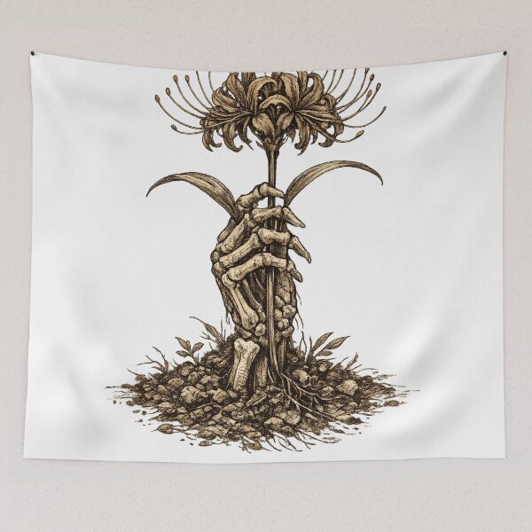 Item preview, Skeleton Hand Spider Lily Dark Gothic Flower Illustration Design designed and sold by irfanshikh.