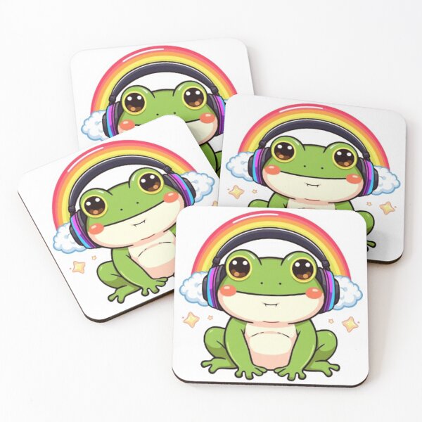 Item preview, Cute Rainbow Gamer Frog Kawaii Sticker | Colorful Frog with RGB Headphones designed and sold by Stylestickers55.