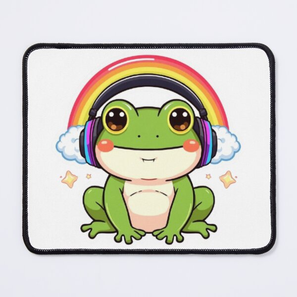 Item preview, Cute Rainbow Gamer Frog Kawaii Sticker | Colorful Frog with RGB Headphones designed and sold by Stylestickers55.