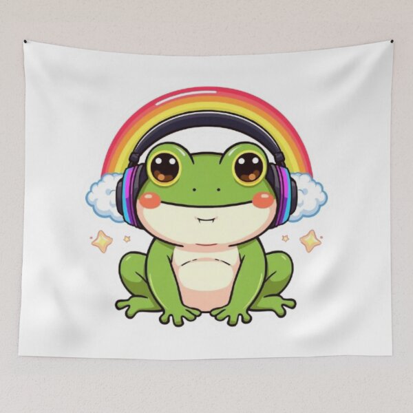 Item preview, Cute Rainbow Gamer Frog Kawaii Sticker | Colorful Frog with RGB Headphones designed and sold by Stylestickers55.