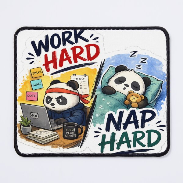 Item preview, Work Hard, Nap Hard – Panda Productivity Sticker designed and sold by Genzfirevibes.