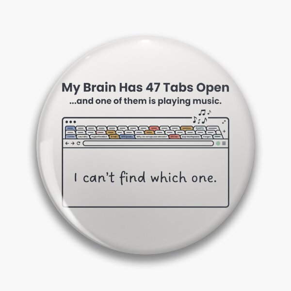 Item preview, My Brain Has 47 Tabs Open — ADHD Humor designed and sold by Whimwick.