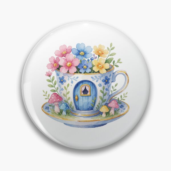 Item preview, Floral Teacup Cottage Fairy Garden Decor designed and sold by AillustriaAK.