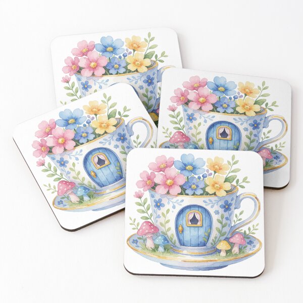 Item preview, Floral Teacup Cottage Fairy Garden Decor designed and sold by AillustriaAK.