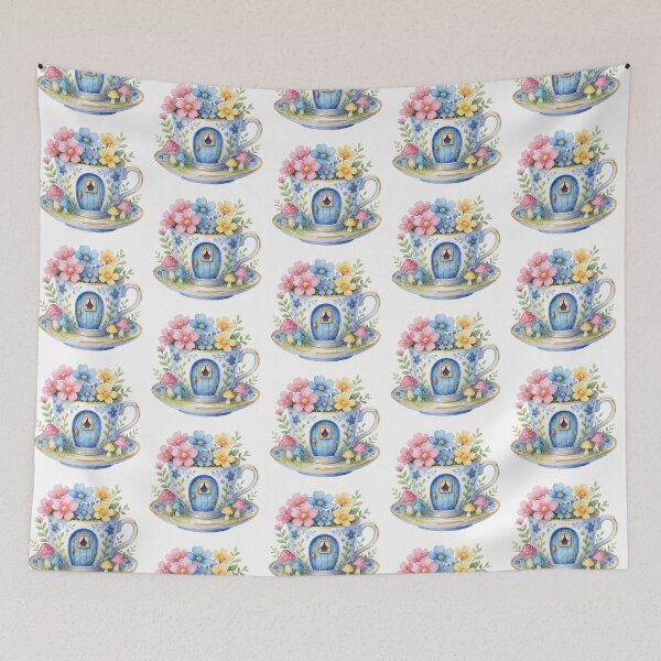 Item preview, Floral Teacup Cottage Fairy Garden Decor designed and sold by AillustriaAK.