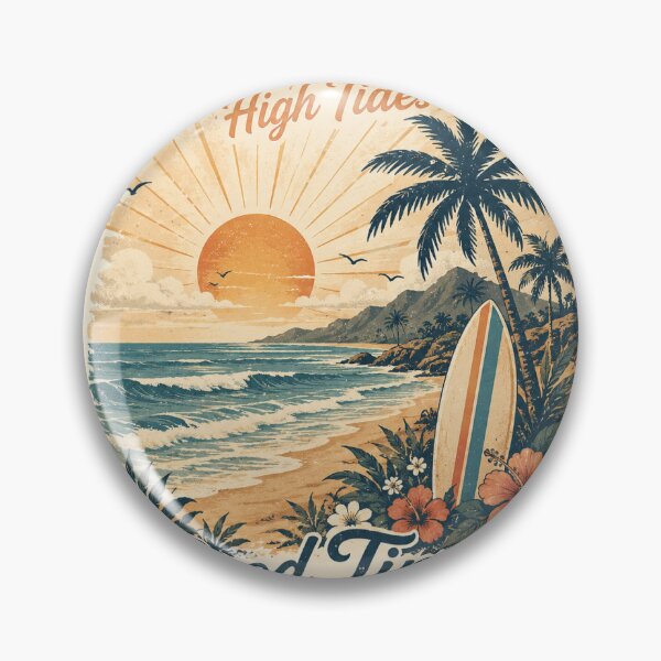 Item preview, Good Vibes High Tides Good Times Vintage Surf - Retro Beach Palms designed and sold by NinaVibeStudio.