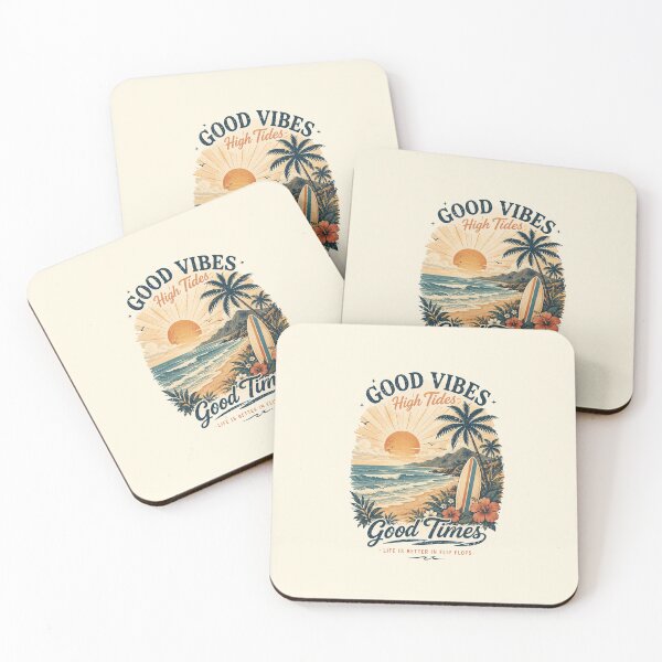Item preview, Good Vibes High Tides Good Times Vintage Surf - Retro Beach Palms designed and sold by NinaVibeStudio.
