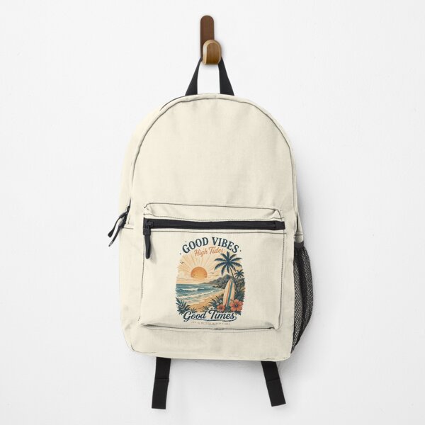 Item preview, Good Vibes High Tides Good Times Vintage Surf - Retro Beach Palms designed and sold by NinaVibeStudio.