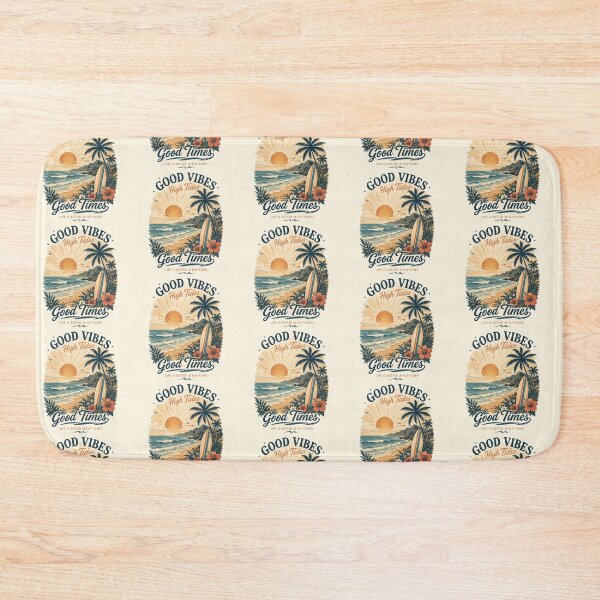 Item preview, Good Vibes High Tides Good Times Vintage Surf - Retro Beach Palms designed and sold by NinaVibeStudio.